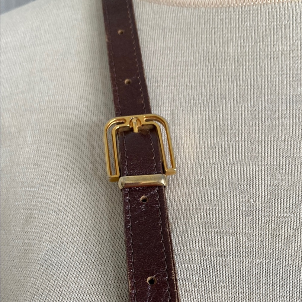 KENO by RO -EL Elegant Brown and Gold Box Crossbody 100% leather Handbag - Picture 8 of 16